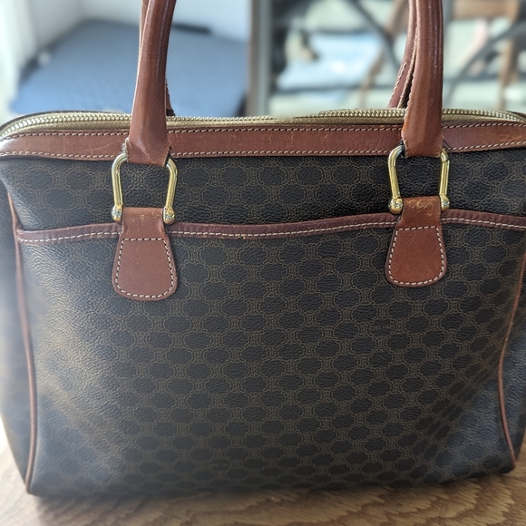 🍋✨ Celine Paris Brown Macadam Coated Canvas and Leather Handbag - Picture 2 of 13